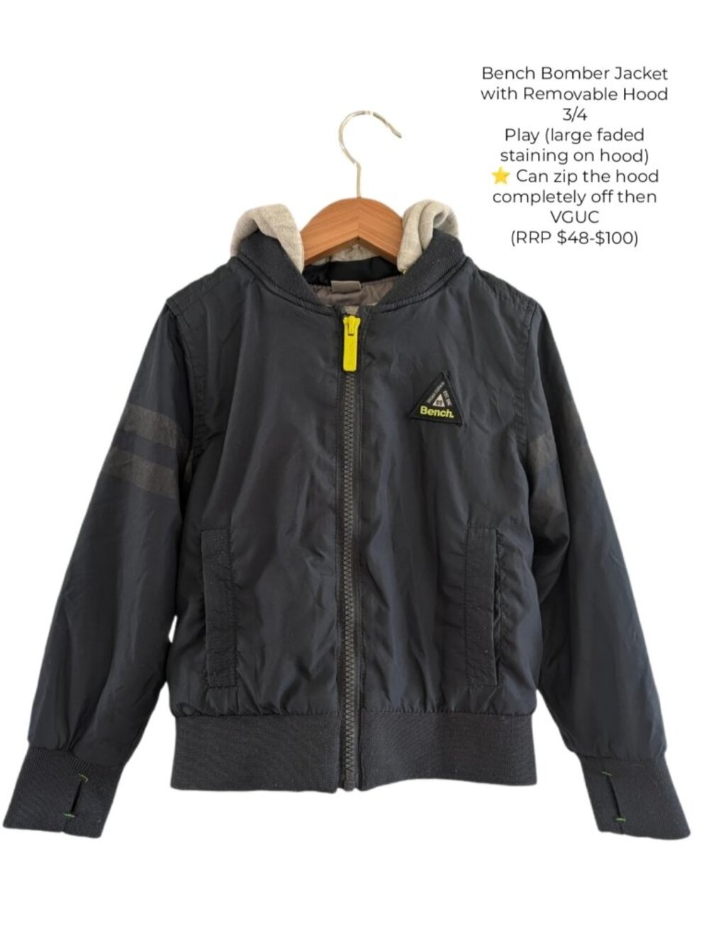 Bench Bomber Jacket with Removable Hood 3T 4T